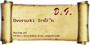Dvorszki Irén névjegykártya